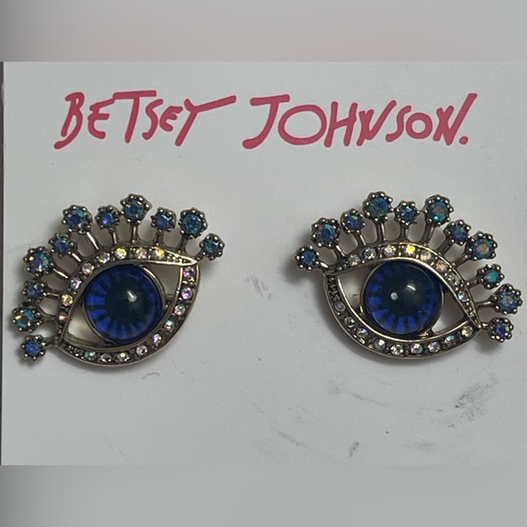 HOST PICK🎉 NWT Betsey Johnson Evil Eye Crystal Stud Earrings - blue - Picture 2 of 2